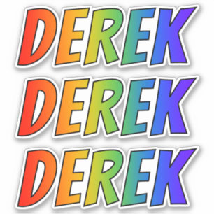 Sticker Prénom "DEREK" avec colorant arc-en-ciel amusant