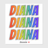Sticker Prénom "DIANA" avec colorant arc-en-ciel amusant (Feuille)