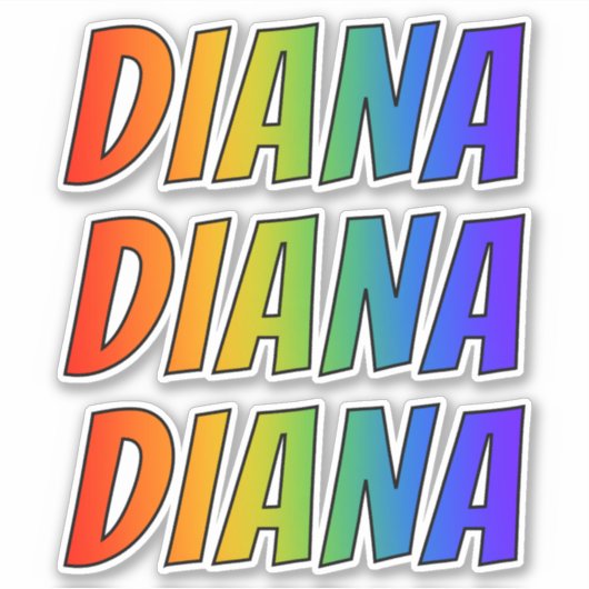 Sticker Prénom "DIANA" avec colorant arc-en-ciel amusant (Devant)