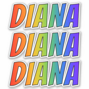 Sticker Prénom "DIANA" avec la coloration d'arc-en-ciel