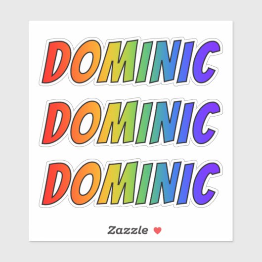 Sticker Prénom "DOMINIC" avec colorant arc-en-ciel amusant (Feuille)