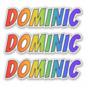 Sticker Prénom "DOMINIC" avec colorant arc-en-ciel amusant (Devant)