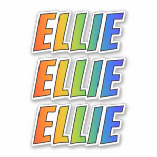 Sticker Prénom "ELLIE" avec la coloration d'arc-en-ciel