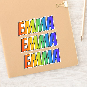 Sticker Prénom "EMMA" avec la coloration d'arc-en-ciel