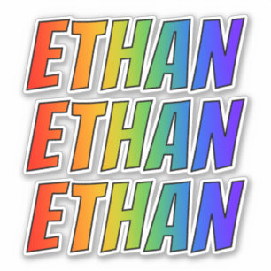 Sticker Prénom "ETHAN" avec colorant arc-en-ciel amusant
