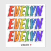 Sticker Prénom "EVELYN" avec colorant arc-en-ciel amusant (Feuille)