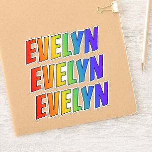 Sticker Prénom "EVELYN" avec la coloration d'arc-en-ciel