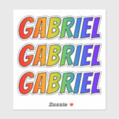 Sticker Prénom "GABRIEL" avec colorant arc-en-ciel amusant (Feuille)