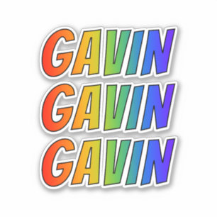 Sticker Prénom "GAVIN" avec la coloration d'arc-en-ciel