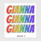 Sticker Prénom "GIANNA" avec colorant arc-en-ciel amusant (Feuille)