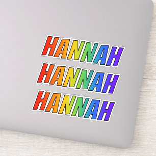 Sticker Prénom "HANNAH" avec colorant arc-en-ciel amusant