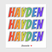 Sticker Prénom "HAYDEN" avec colorant arc en ciel amusant (Feuille)