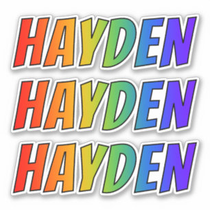 Sticker Prénom "HAYDEN" avec la coloration d'arc-en-ciel
