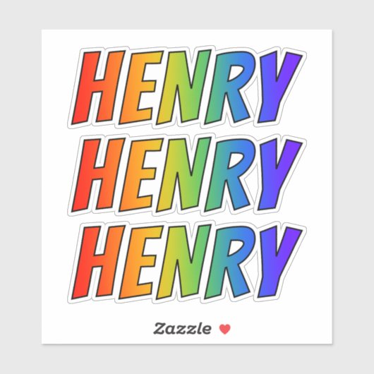Sticker Prénom "HENRY" avec colorant arc-en-ciel amusant (Feuille)