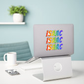 Sticker Prénom "ISAAC" avec colorant arc-en-ciel amusant (Ordinateur portable sur le bureau)