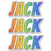 Sticker Prénom "JACK" avec colorant arc-en-ciel amusant (Devant)