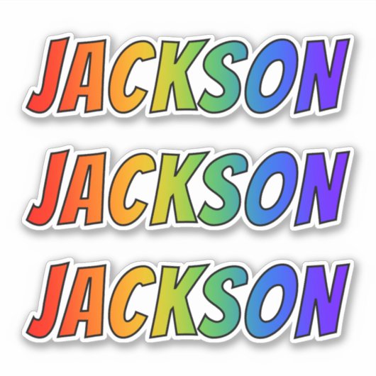 Sticker Prénom "JACKSON" avec colorant arc-en-ciel amusant (Devant)