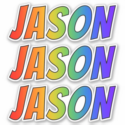 Sticker Prénom "JASON" avec coloration arc-en-ciel amusant (Devant)
