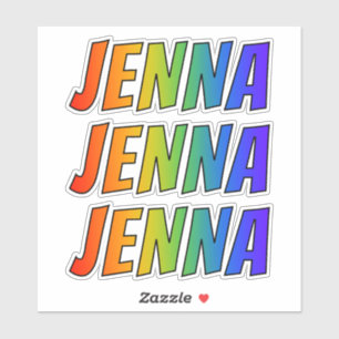 Sticker Prénom "JENNA" avec colorant arc-en-ciel amusant