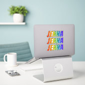 Sticker Prénom "JENNA" avec colorant arc-en-ciel amusant (Ordinateur portable sur le bureau)