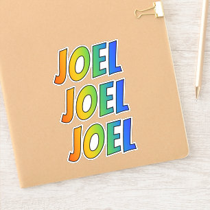 Sticker Prénom "JOEL" avec colorant arc-en-ciel amusant