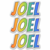 Sticker Prénom "JOEL" avec colorant arc-en-ciel amusant (Devant)
