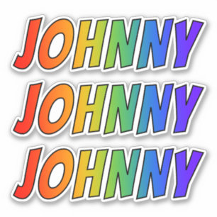 Sticker Prénom "JOHNNY" avec colorant arc-en-ciel amusant