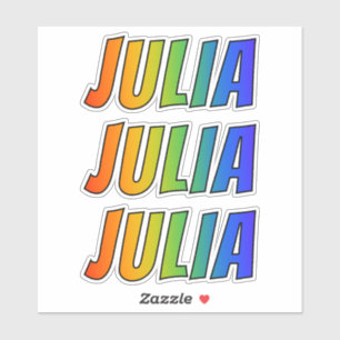 Sticker Prénom "JULIA" avec colorant arc-en-ciel amusant