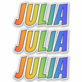 Sticker Prénom "JULIA" avec colorant arc-en-ciel amusant (Devant)