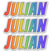 Sticker Prénom "JULIAN" avec colorant arc-en-ciel amusant (Devant)