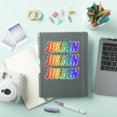 Sticker Prénom "JULIAN" avec colorant arc-en-ciel amusant (Couverture iPad)