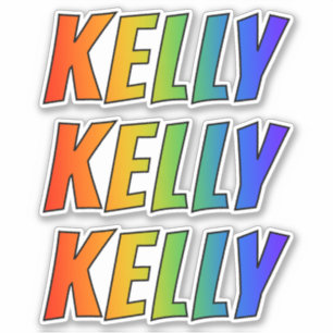 Sticker Prénom "KELLY" avec colorant arc-en-ciel amusant