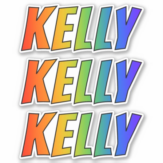 Sticker Prénom "KELLY" avec colorant arc-en-ciel amusant (Devant)