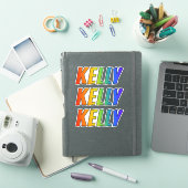 Sticker Prénom "KELLY" avec colorant arc-en-ciel amusant (Couverture iPad)