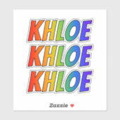 Sticker Prénom "KHLOE" avec colorant arc-en-ciel amusant (Feuille)