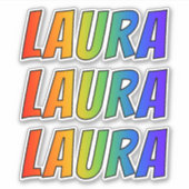 Sticker Prénom "LAURA" avec colorant arc-en-ciel amusant (Devant)
