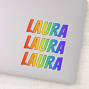 Sticker Prénom "LAURA" avec colorant arc-en-ciel amusant