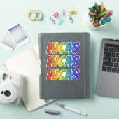 Sticker Prénom "LUCAS" avec colorant arc-en-ciel amusant (Couverture iPad)