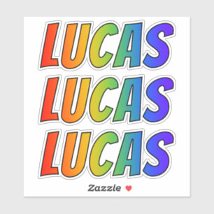 Sticker Prénom "LUCAS" avec la coloration d'arc-en-ciel