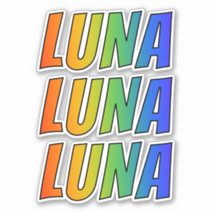 Sticker Prénom "LUNA" avec colorant arc-en-ciel amusant