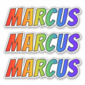 Sticker Prénom "MARCUS" avec colorant arc-en-ciel amusant (Devant)