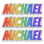 Sticker Prénom "MICHAEL" avec colorant arc-en-ciel amusant (Devant)