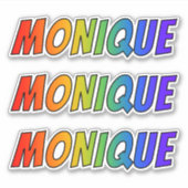 Sticker Prénom "MONIQUE" avec colorant arc-en-ciel amusant (Devant)