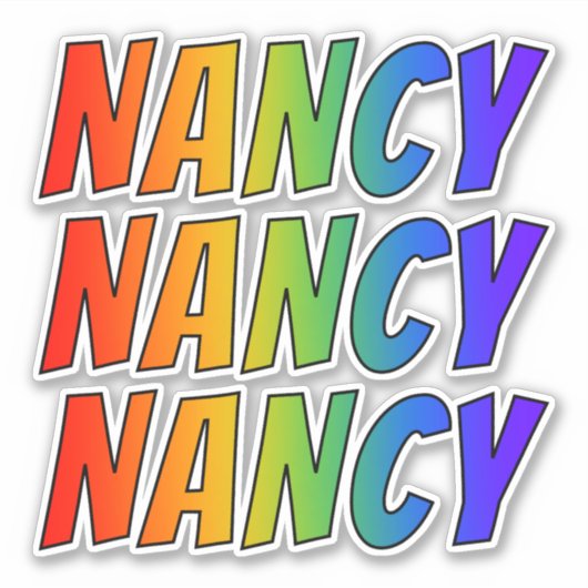 Sticker Prénom "NANCY" avec colorant arc-en-ciel amusant (Devant)