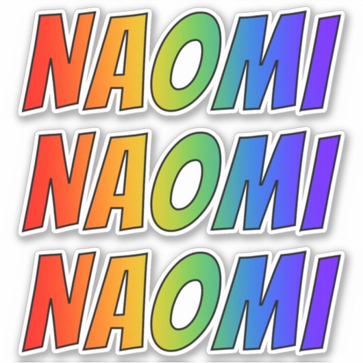 Sticker Prénom "NAOMI" avec colorant arc-en-ciel amusant (Devant)
