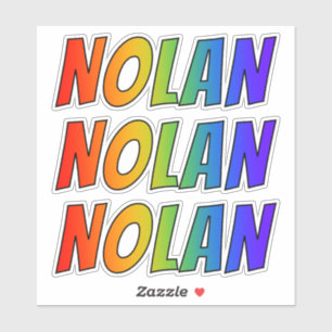 Sticker Prénom "NOLAN" avec colorant arc-en-ciel amusant