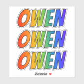 Sticker Prénom "OWEN" avec colorant arc-en-ciel amusant (Feuille)