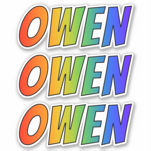 Sticker Prénom "OWEN" avec colorant arc-en-ciel amusant (Devant)