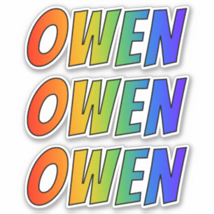 Sticker Prénom "OWEN" avec la coloration d'arc-en-ciel