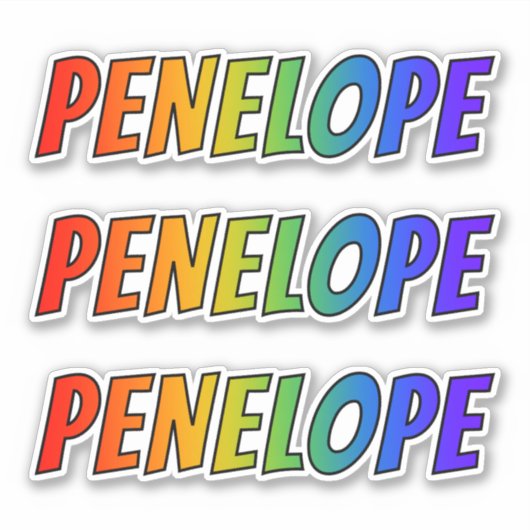 Sticker Prénom "PENELOPE" avec colorant arc-en-ciel amusan (Devant)